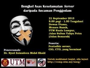 Flyer Seminar Hacking 2015 for UTM event